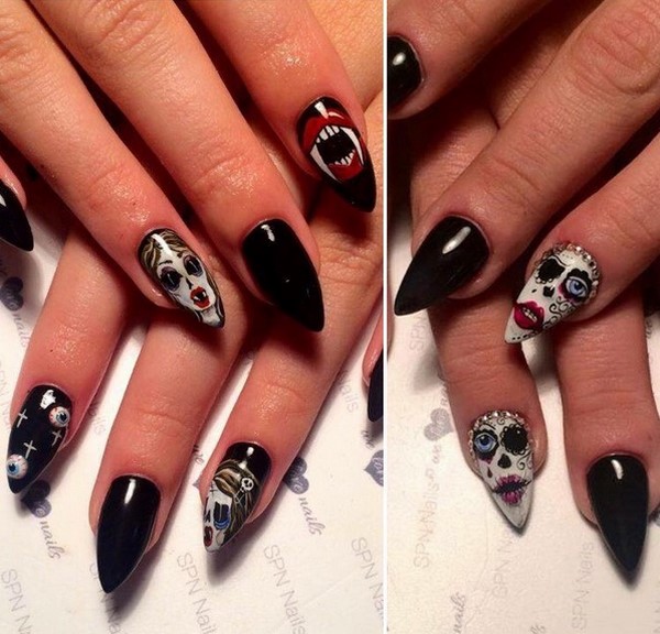 Ongebruikelijke manicure voor Halloween 2019: spectaculaire ideeën voor nagelontwerp op de foto