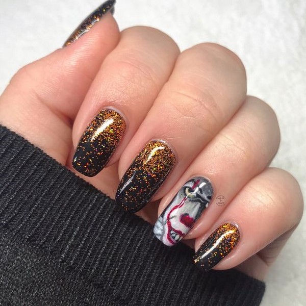 Ongebruikelijke manicure voor Halloween 2019: spectaculaire ideeën voor nagelontwerp op de foto